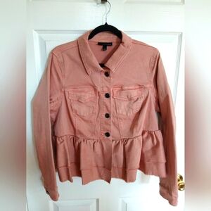 Lane Bryant size 16 pink denim jacket Ruffled Coquette Feminine